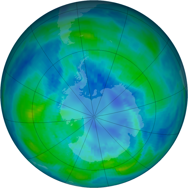 Antarctic ozone map for 11 April 1986